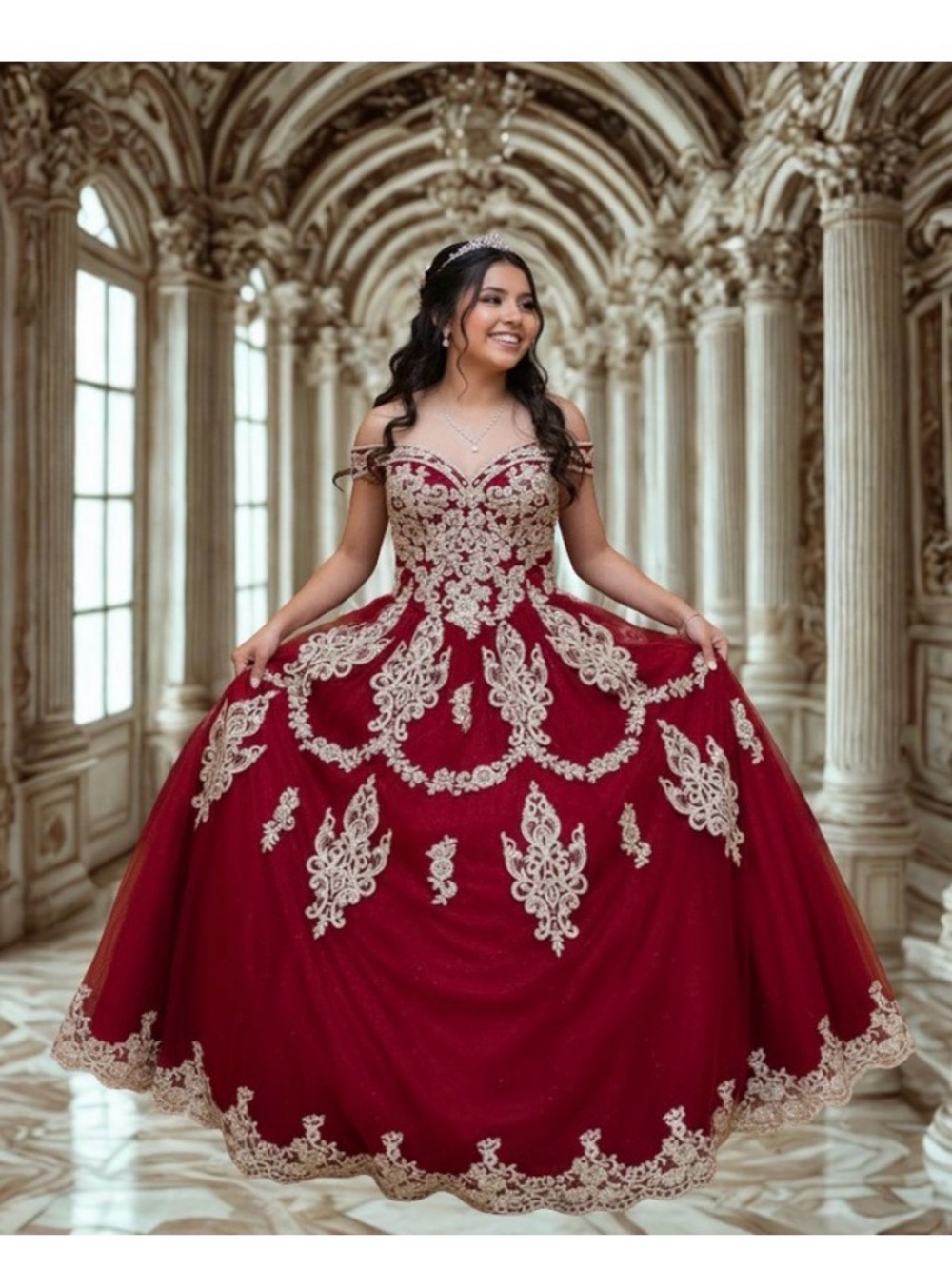 Burgundy Quinceañera Dress